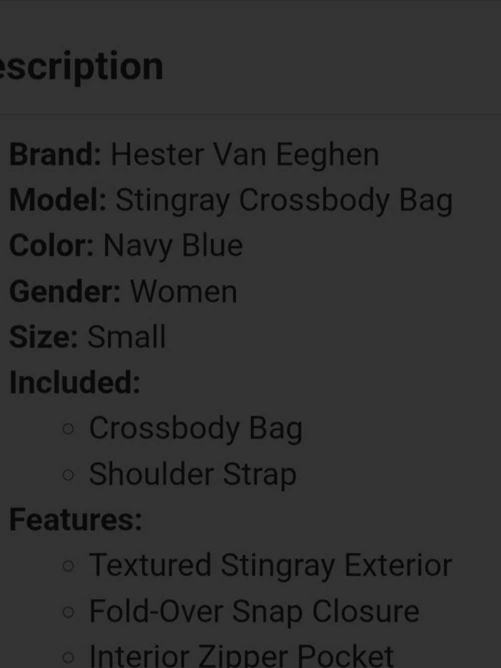 Hester Van Eeghen Navy Stingray Leather Crossbody Bag - Picture 10 of 10